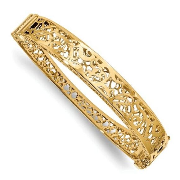 Leslie's 14K Polished Hollow Fancy Bangle - Picture 1 of 4